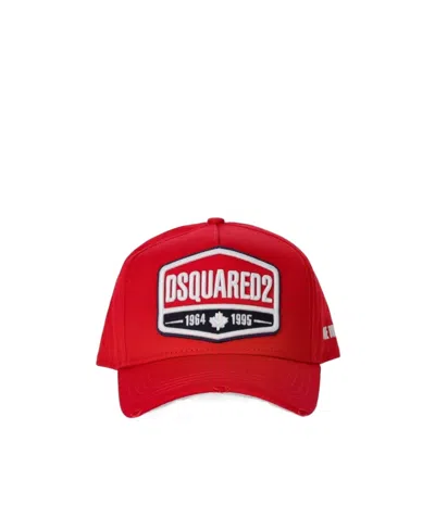 Dsquared2 Logo-patch Cotton Cap In Red
