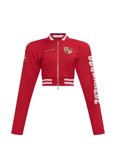Dsquared2 Logo-patch Cropped Jacket In Red