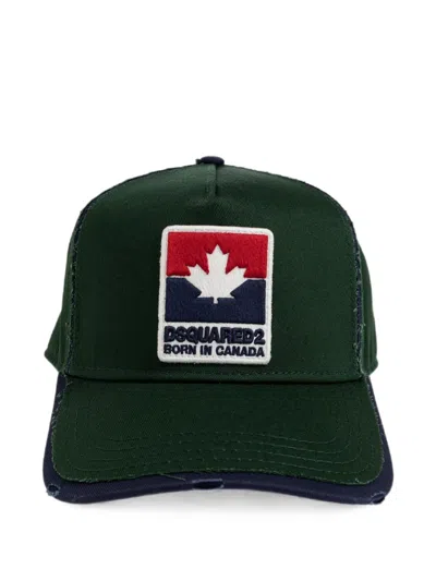 Dsquared2 Logo-patch Distressed Baseball Cap In Green