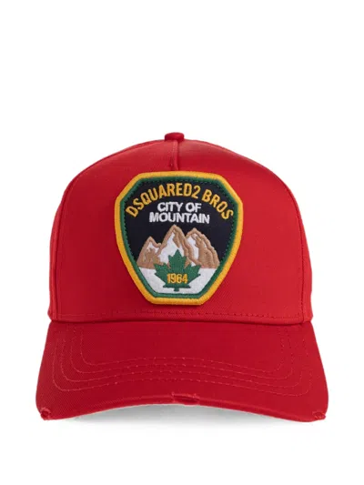 Dsquared2 Logo-patch Distressed Baseball Cap In Red