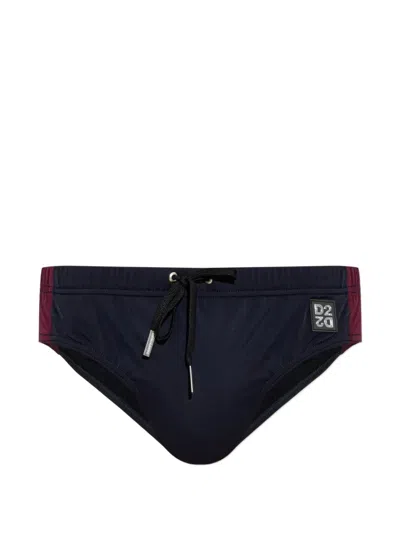 Dsquared2 Logo-patch Drawstring Swim Briefs In Black