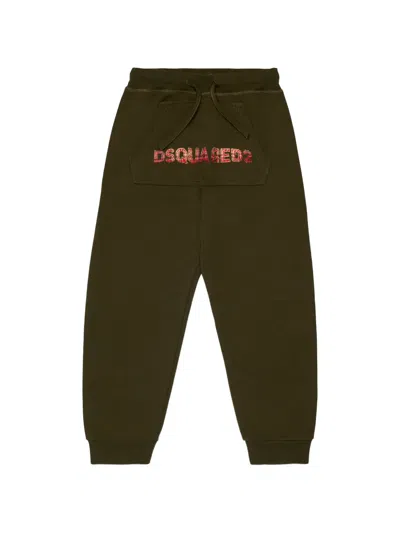Dsquared2 Kids' Logo-patch Drawstring Track Pants In Green