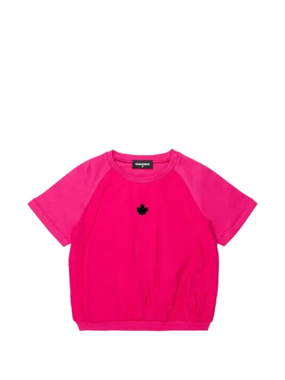 Dsquared2 Kids' Logo-patch Elasticated T-shirt In Pink