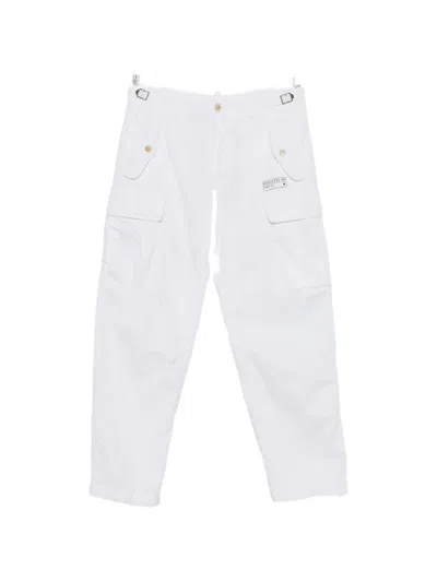 Dsquared2 Logo-patch Flap-pocket Trousers In White