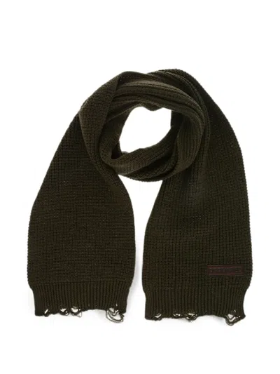 Dsquared2 Logo-patch Fringed-hem Scarf In White