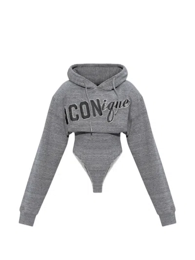 Dsquared2 Logo-patch Hoodie Body In Gray