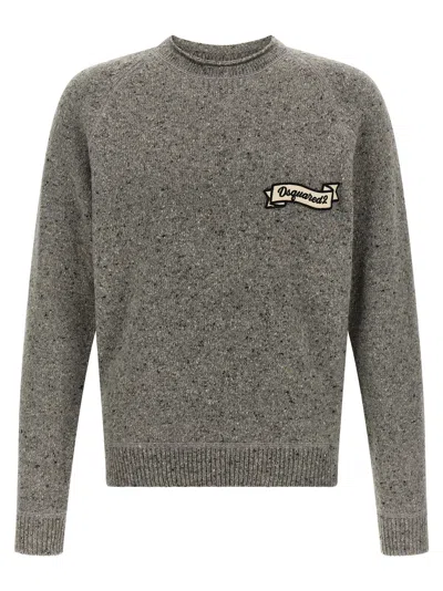 Dsquared2 Logo-patch Knit Sweater In Gray