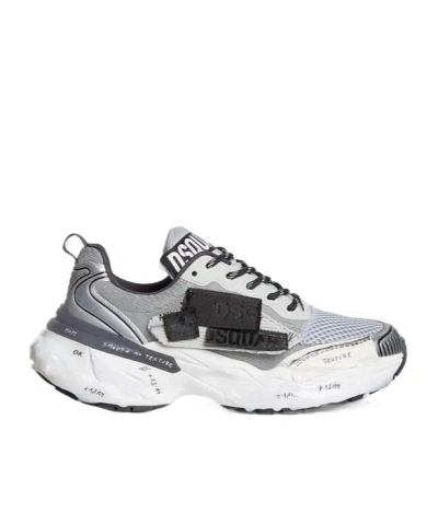Dsquared2 Logo-patch Lace-up Sneakers In Silver