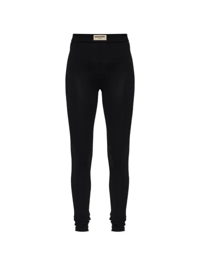 Dsquared2 Logo-patch Leggings In Black