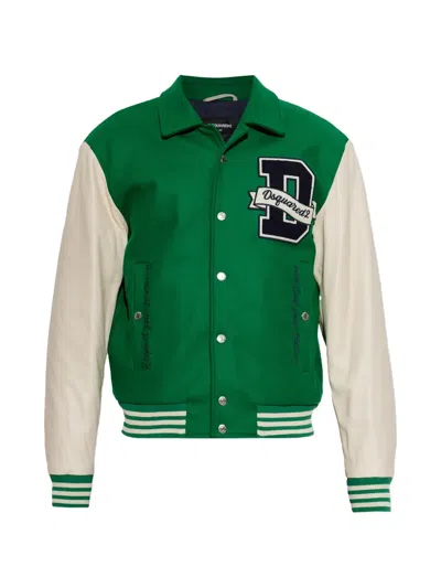 Dsquared2 Varsity-style Casual Bomber Jacket In Green