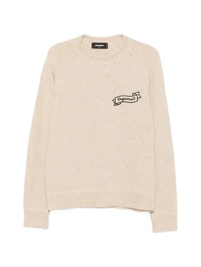 Dsquared2 Logo-patch Raglan-sleeve Sweater In Neutral