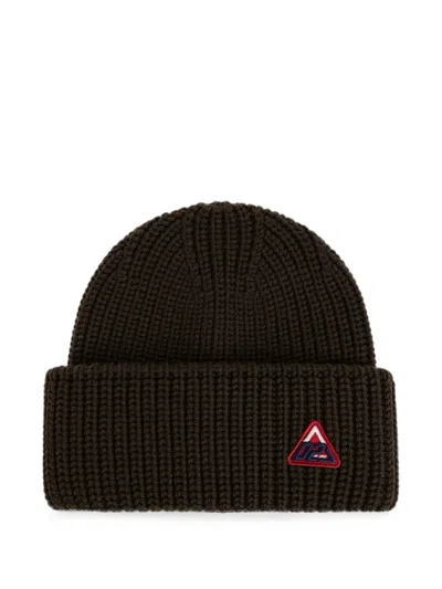 Dsquared2 Logo-patch Ribbed Beanie Hat In Brown