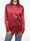 Dsquared2 Satin Long Sleeved Shirt With Rhinestoned Logo In Red