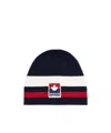 Dsquared2 Logo-patch Striped Beanie Hat In Blue
