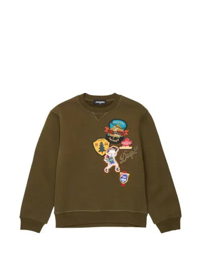 Dsquared2 Kids' Logo-patch Sweatshirt In Green