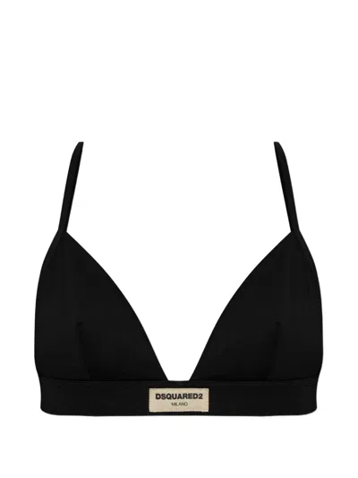 Dsquared2 Logo-patch Triangle Bra In Black