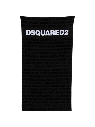 Dsquared2 로고 패턴 비치 타월 In Black