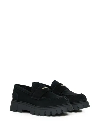 Dsquared2 Kids' Logo-plaque Chunky-sole Loafers In Black