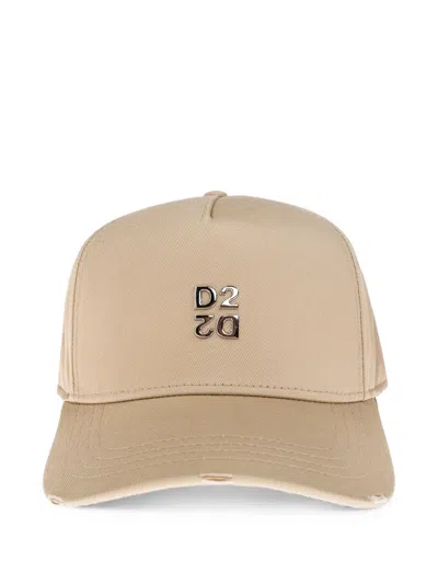 Dsquared2 Logo-plaque Drawstring Baseball Cap In Neutral