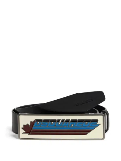 Dsquared2 Logo-plaque Leather Belt In Black