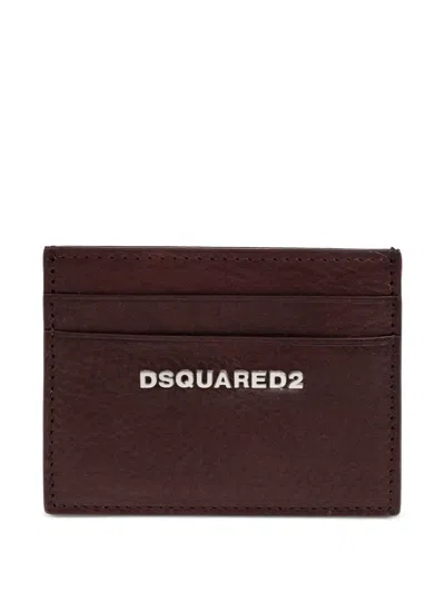 Dsquared2 Logo-plaque Leather Card Holder In Brown