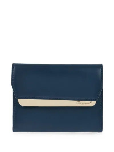 Dsquared2 Logo-plaque Leather Wallet In Blue