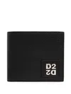 Dsquared2 Logo-plaque Pebbled Leather Wallet In Black