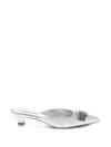 Dsquared2 Logo-plaque Pointed-toe Mules In Silver