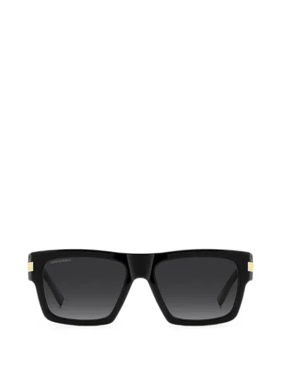 Dsquared2 Logo-plaque Square-frame Sunglasses In Black