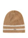 LOGO-PLAQUE STRIPED BEANIE HAT