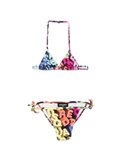 Dsquared2 Kids' Logo-print Bikini In Animal Print