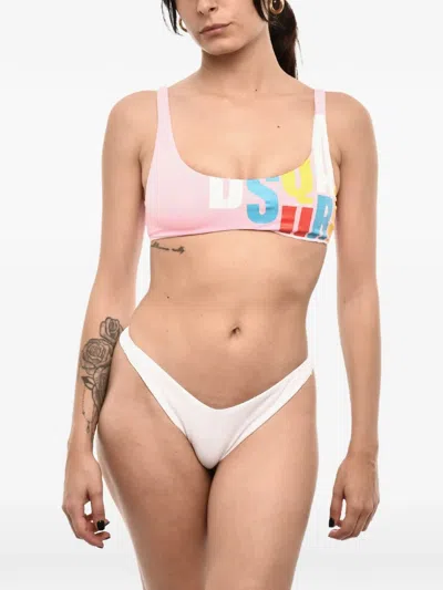 Dsquared2 Logo-print Bikini Top In Pink