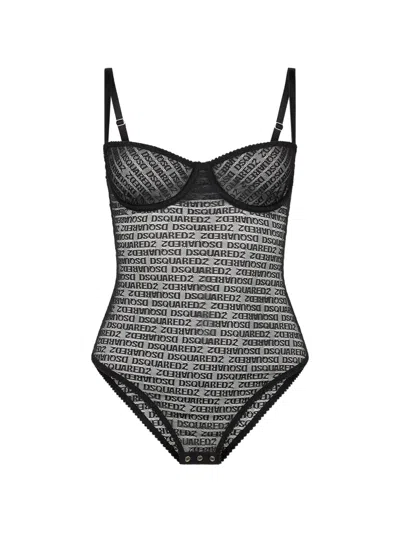 Dsquared2 Logo-print Bodysuit In Black