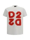 Dsquared2 Slim Fit Short-sleeved Cotton T-shirt With Printed Logo In White