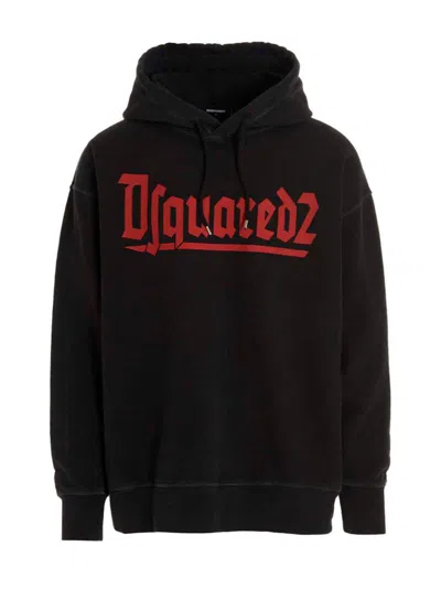 Dsquared2 Logo-print Cotton Hoodie In Black