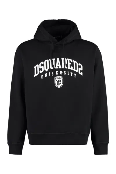 Dsquared2 Logo-print Cotton Hoodie In Black