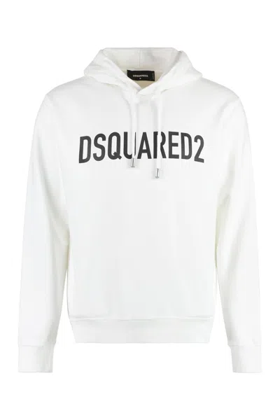 Dsquared2 Logo-embroidered Cotton Hoodie In White