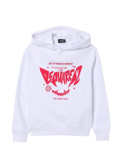 Dsquared2 Kids' Logo-print Cotton Hoodie In White
