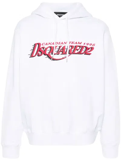Dsquared2 Cool-fit Hoodie Sweatshirt With Logo Print In White