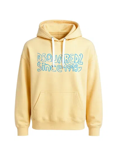 Dsquared2 Logo-print Cotton Hoodie In Yellow