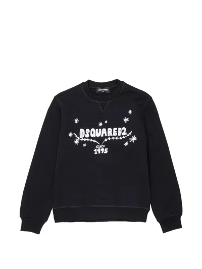 Dsquared2 Kids' Crew-neck Sweatshirt With Logo In Black