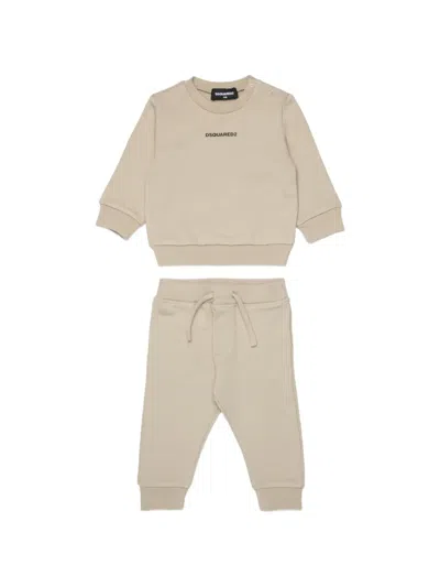 Dsquared2 Babies' Logo-print Cotton Tracksuit In Neutral