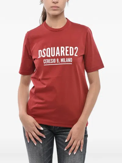 Dsquared2 Logo-print Crew-neck T-shirt In Red