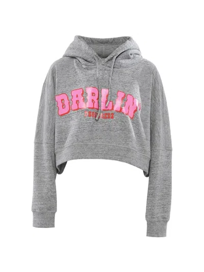 Dsquared2 Logo-print Crop Hoodie In Gray