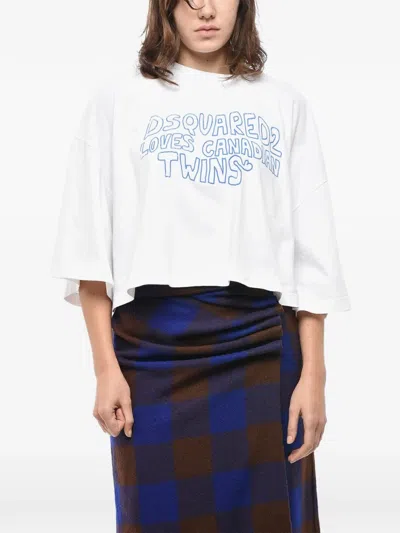 Dsquared2 Logo-print Cropped Top In White