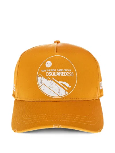 Dsquared2 Logo-print Distressed Baseball Cap In Orange
