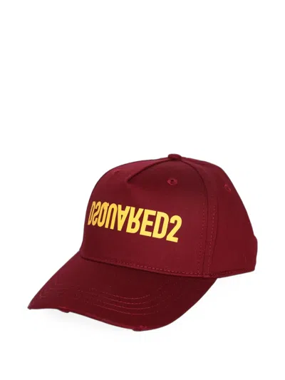 Dsquared2 Logo-print Distressed Baseball Cap In Red
