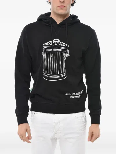 Dsquared2 Logo-print Drawstring Hoodie In Black