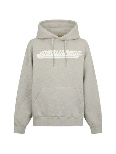 Dsquared2 Logo-print Drawstring Hoodie In Gray