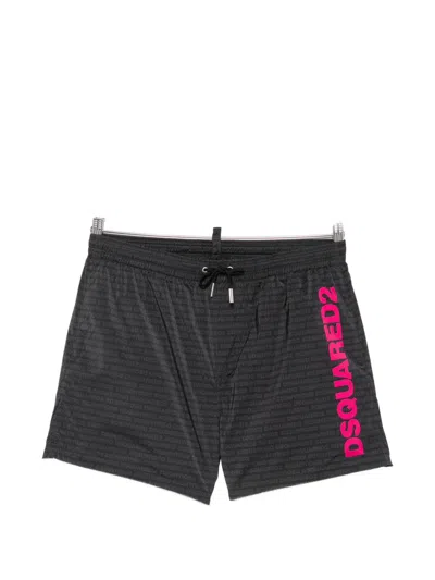Dsquared2 Logo-print Drawstring Swim Shorts In Black